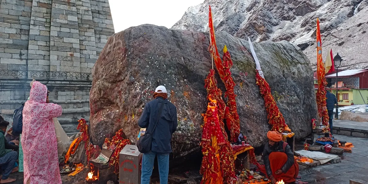 bhim shila kedarnath a sacred giant rock in the kedarnath temple complex