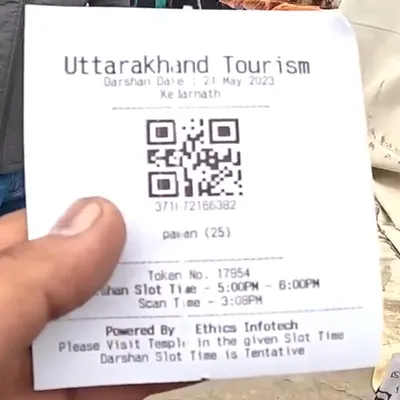 char dham yatra token slip to enter the temples 