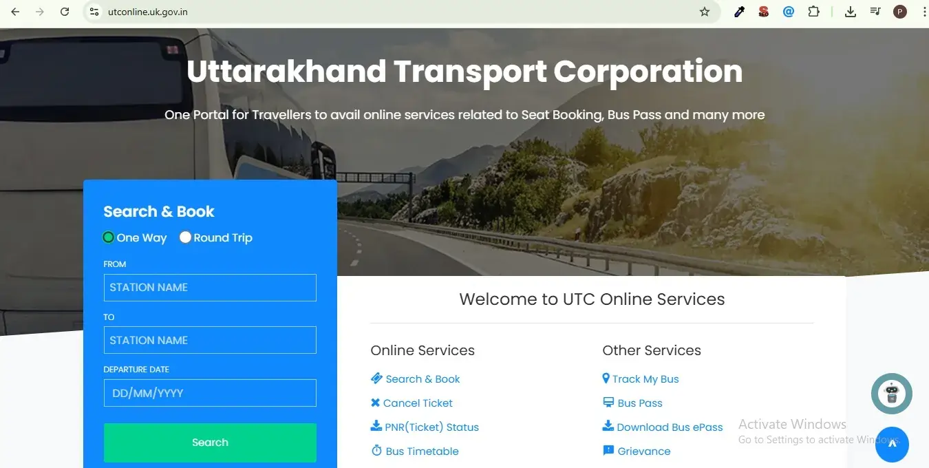 utc portel to book the bus from haridwar/rishikesh to badrinath 