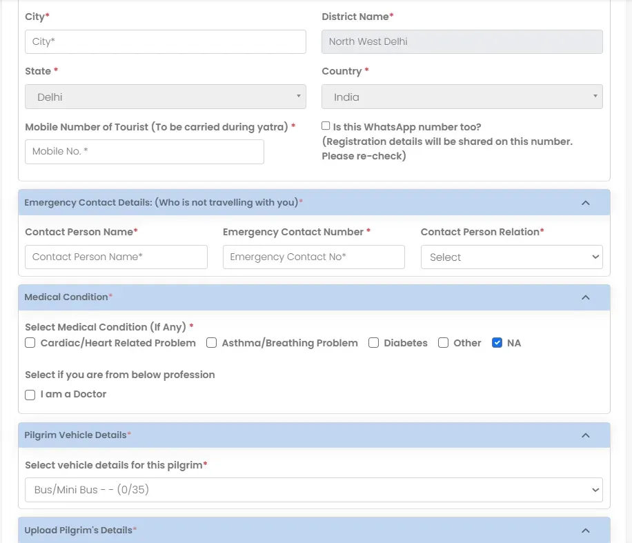 verify personal details for kedarnath registration