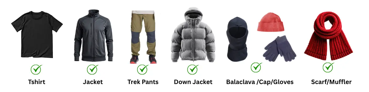 clothes for laka glacier trek