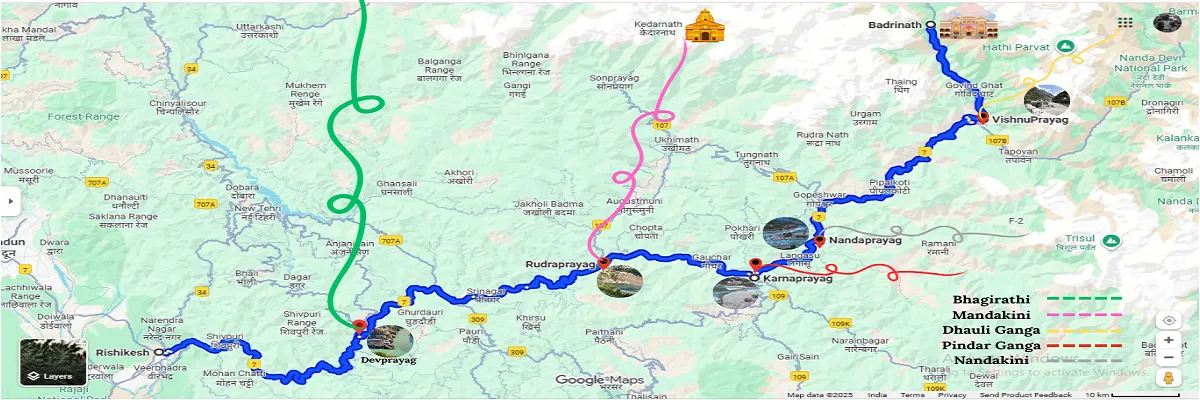 panch prayag location and map