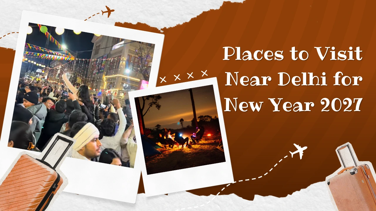 Places to visit near Delhi for New Year 2027 - street party crowd and bonfire camp