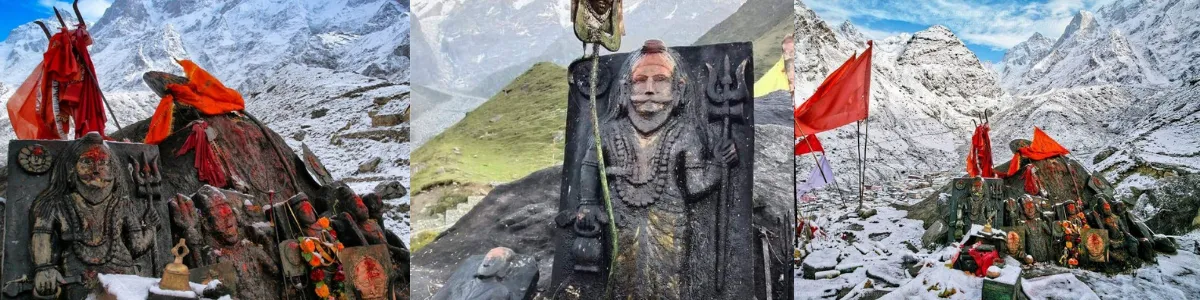 Pilgrims visiting Bhairav Nath Temple near Kedarnath