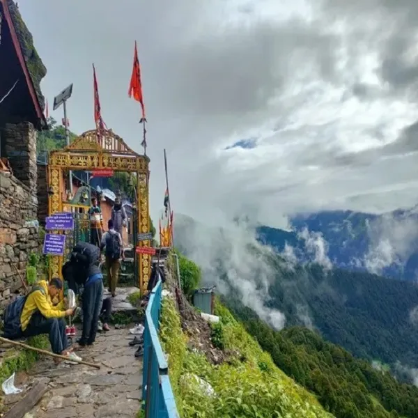Scenic mountain view near Rudranath Temple during trekking season