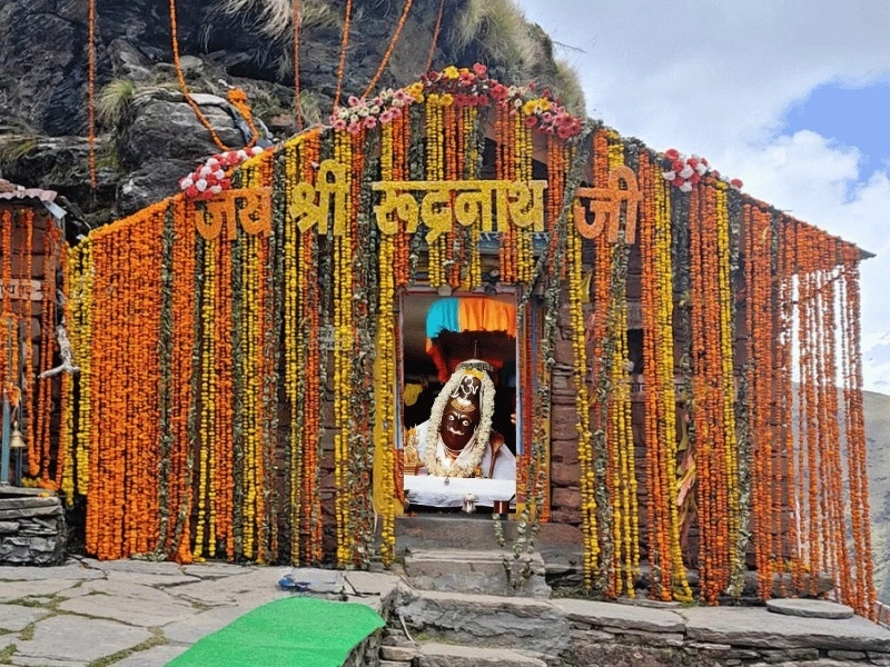 Rudranath Temple beautifully decorated my marrygold and written jai shree rudranath jii by marrygold