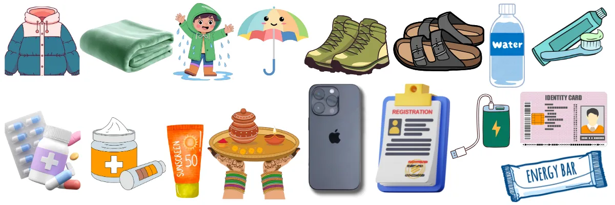 essentials things to pack for do dham yatra