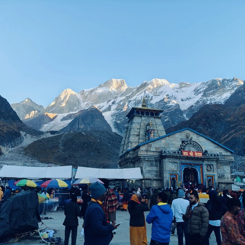 View of Kedarnath temple during the morning time