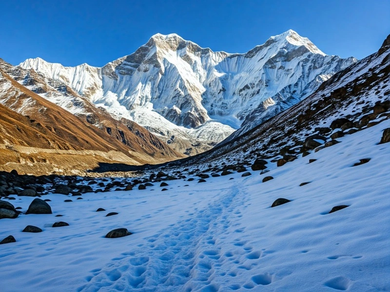 Snow covered routes at Gaumukh Tapovan Trek