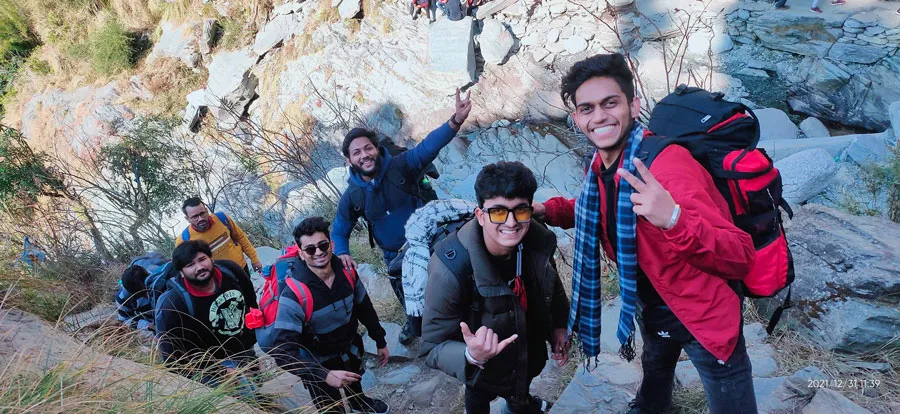 Group of Trekkers posing while of Laka glacier trek