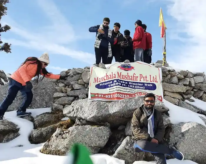 A Group Of Manchala Mushafir Enjoying near Laka Glacier after successful completion of trek