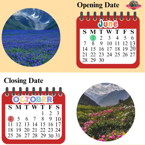 Valley of flowers trek opening and closing date
