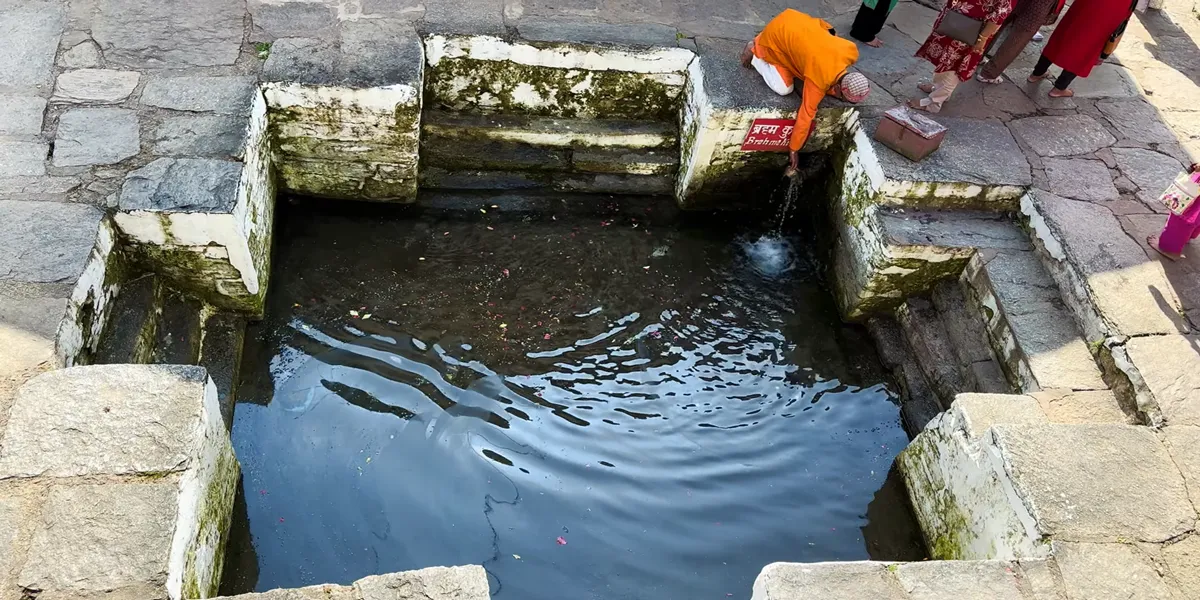 brahma kund in the triyuginarayan temple dedicated to lord brahma used for sipping
