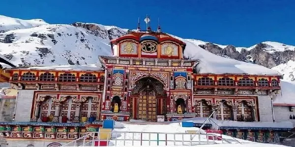 Famous Badrinath temple winter view
