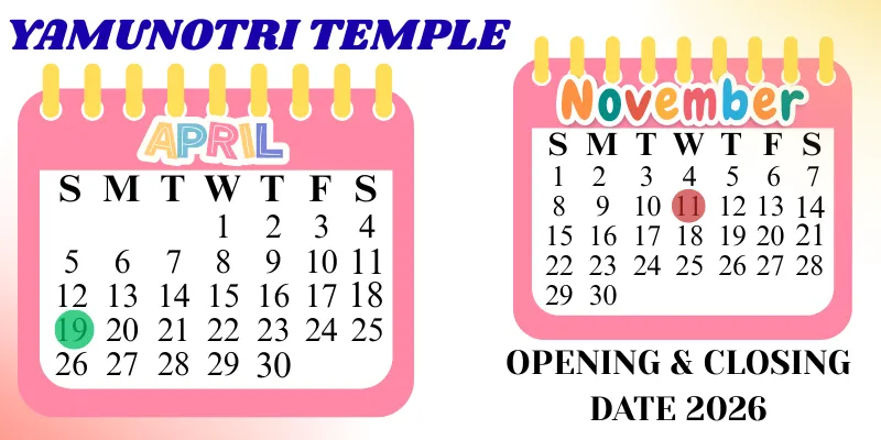 yamunotri temple opening and closing date
