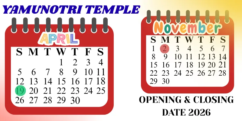 Yamunotri temple opening and closing date 2026